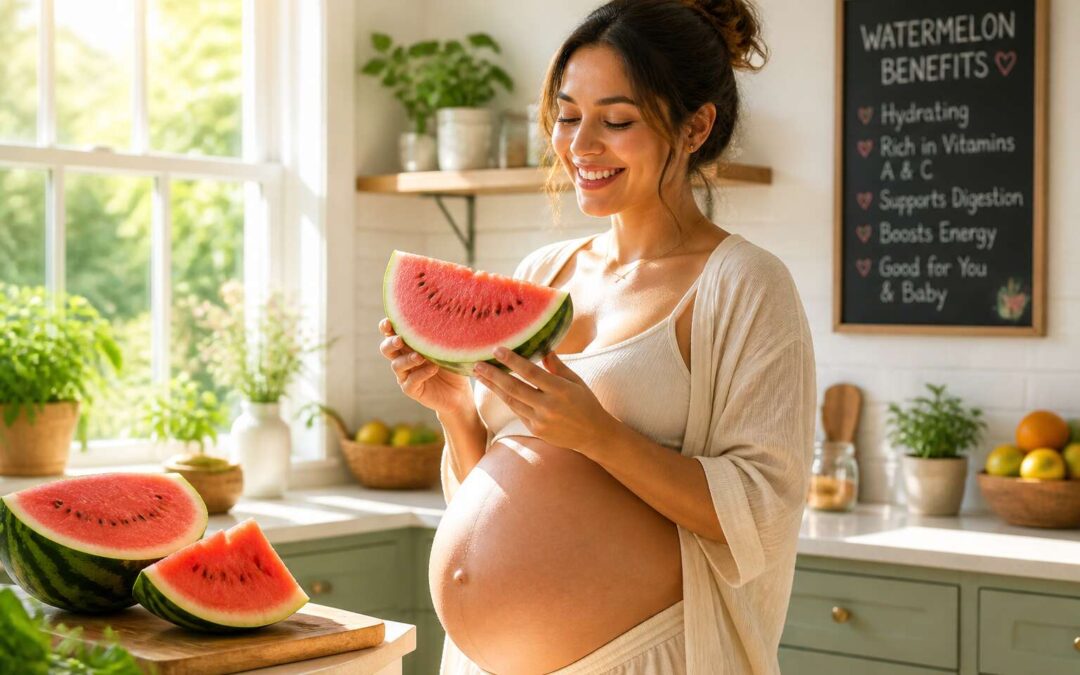Watermelon benefits pregnancy: stay hydrated, prevent cramps, and support fetal growth.