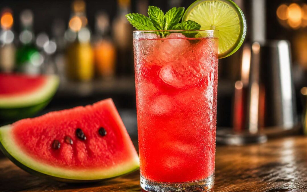 Watermelon gin bull: a refreshing cocktail for summer parties.